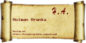 Holman Aranka névjegykártya